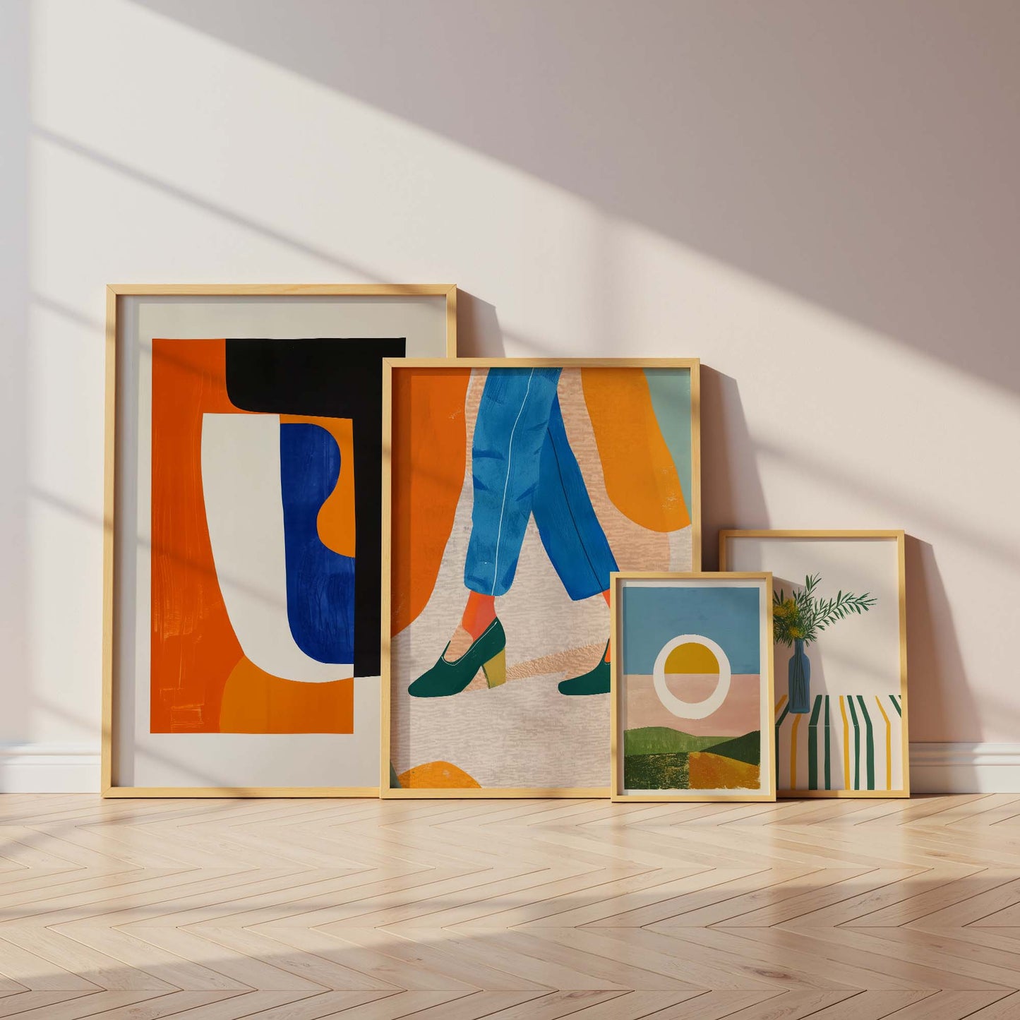 Abstrakte Blumen Poster · Geschenkidee · Moderne Vase, Stillleben und Geometrische Kunst · Dekoprint ohne Rahmen