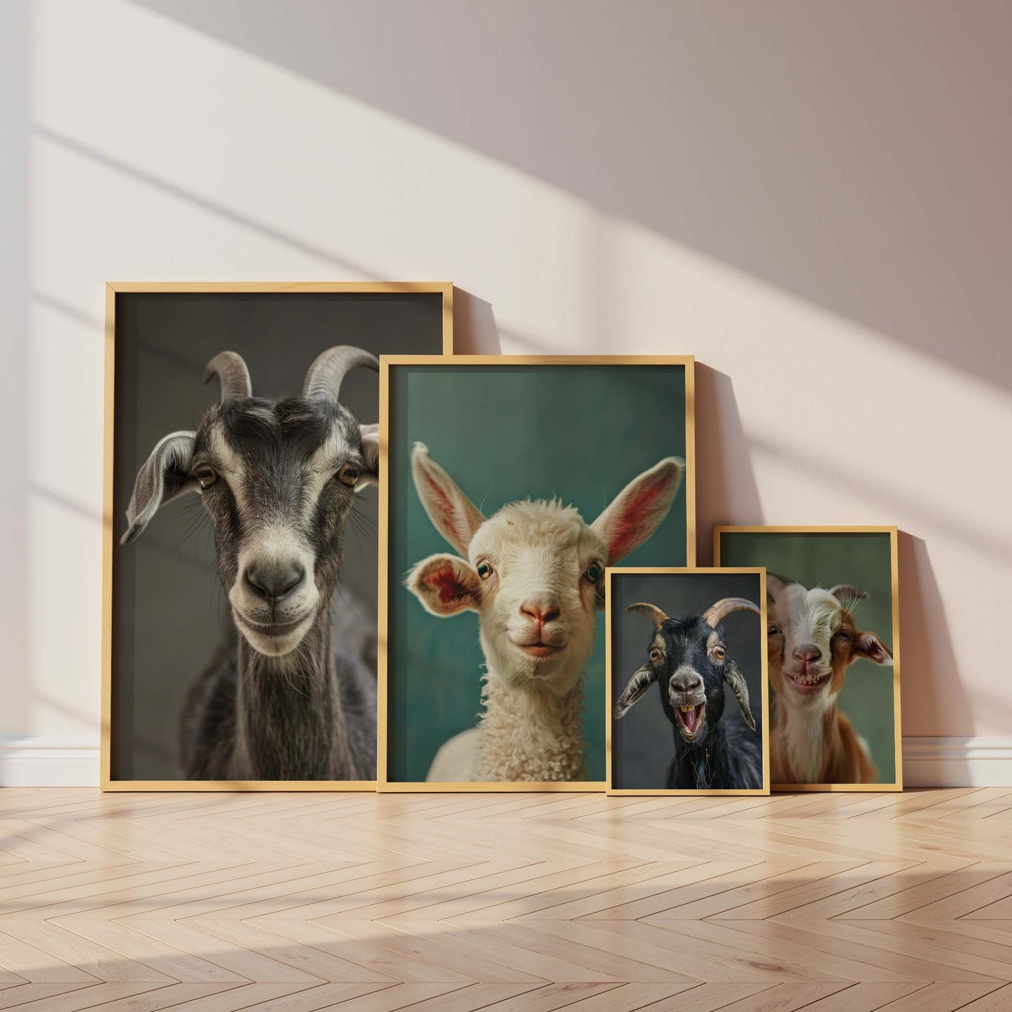 Niedliche Ziegen Poster · Geschenkidee · Ziegen, Zicklein und Lämmer · Dekoprint ohne Rahmen