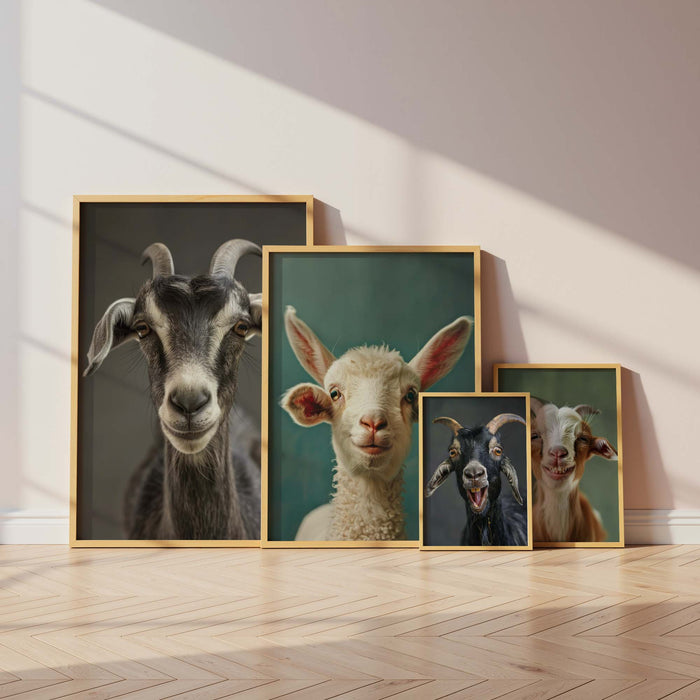 Niedliche Ziegen Poster | Zicklein & Lämmer | Tier Wandkunst