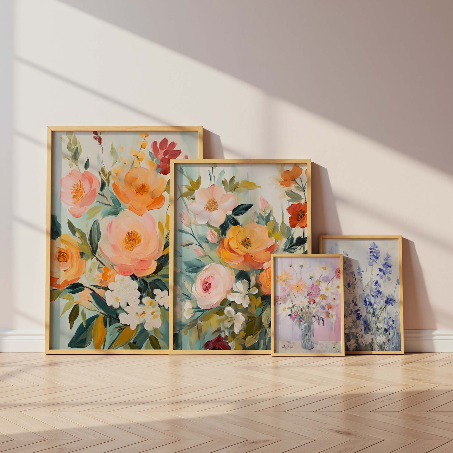 Blumen Poster · Geschenkidee · Romantische Wildblumen und Pastellblüten in Künstlerischer Aquarellmalerei · Dekoprint ohne Rahmen