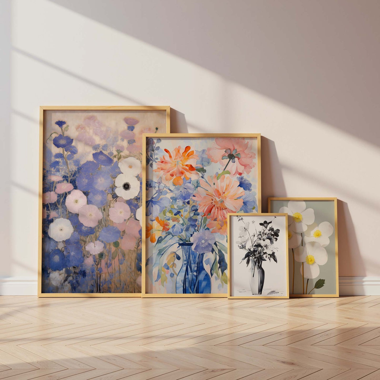 Blumen Poster · Geschenkidee · Tulpen Mohnblumen Maiglöckchen und Florale Aquarellkunst · Dekoprint ohne Rahmen