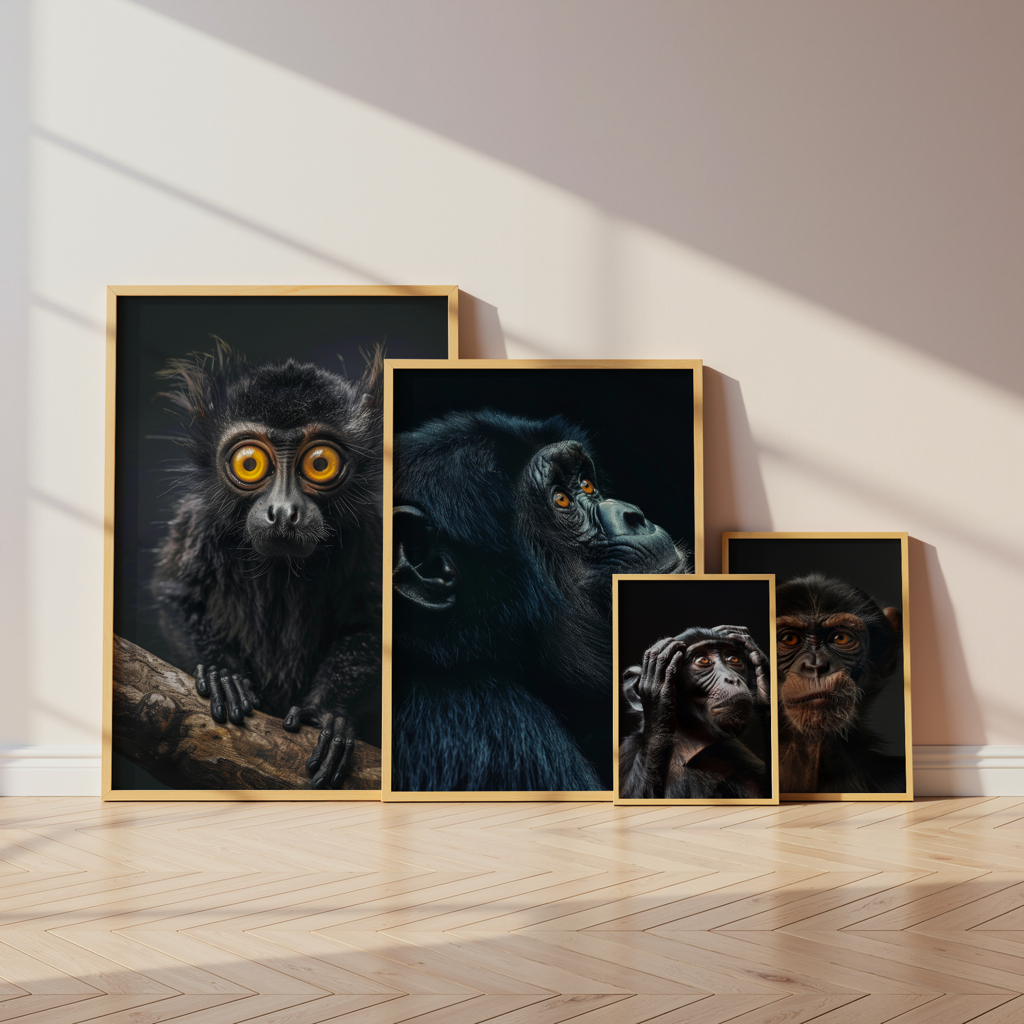 Affen Poster · Geschenkidee · Schimpanse Gorilla schwarzer Affe · Dekoprint ohne Rahmen