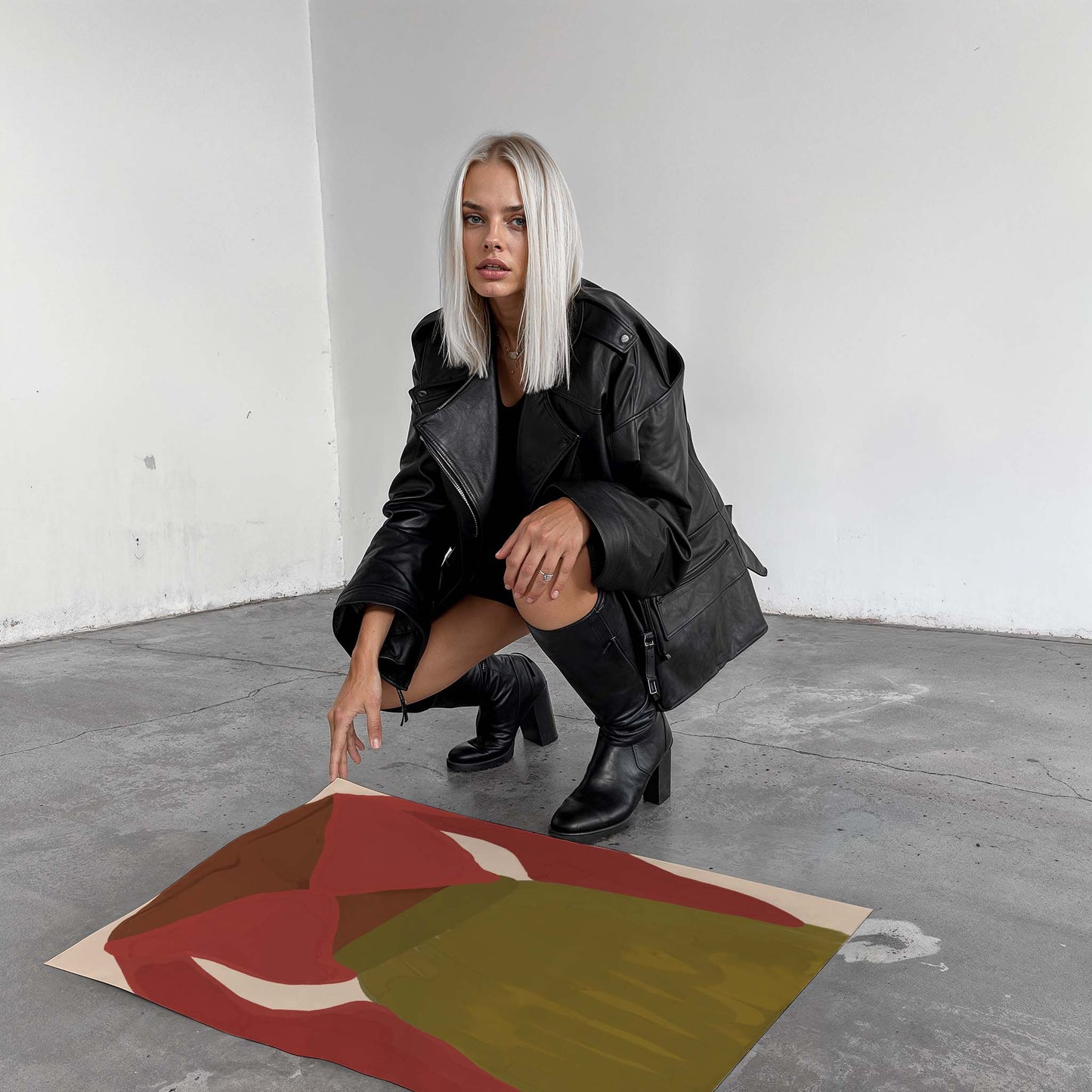 Abstrakte Frauen Kunst Poster · Geschenkidee · Moderne feminine Formen, Blumen und Tauben · Dekoprint ohne Rahmen