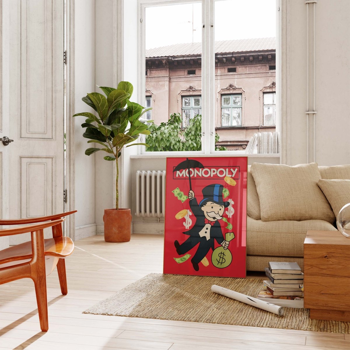 Monopoly Stil Cartoon Charakter Poster· Geld & Reichtum Illustration · Retro Pop Art Design · Print ohne Rahmen - justgoodmood