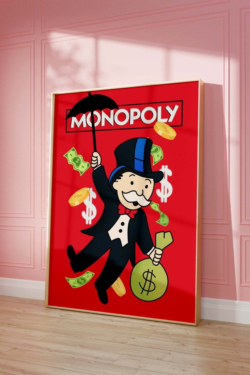 Monopoly Stil Cartoon Charakter Poster· Geld & Reichtum Illustration · Retro Pop Art Design · Print ohne Rahmen - justgoodmood