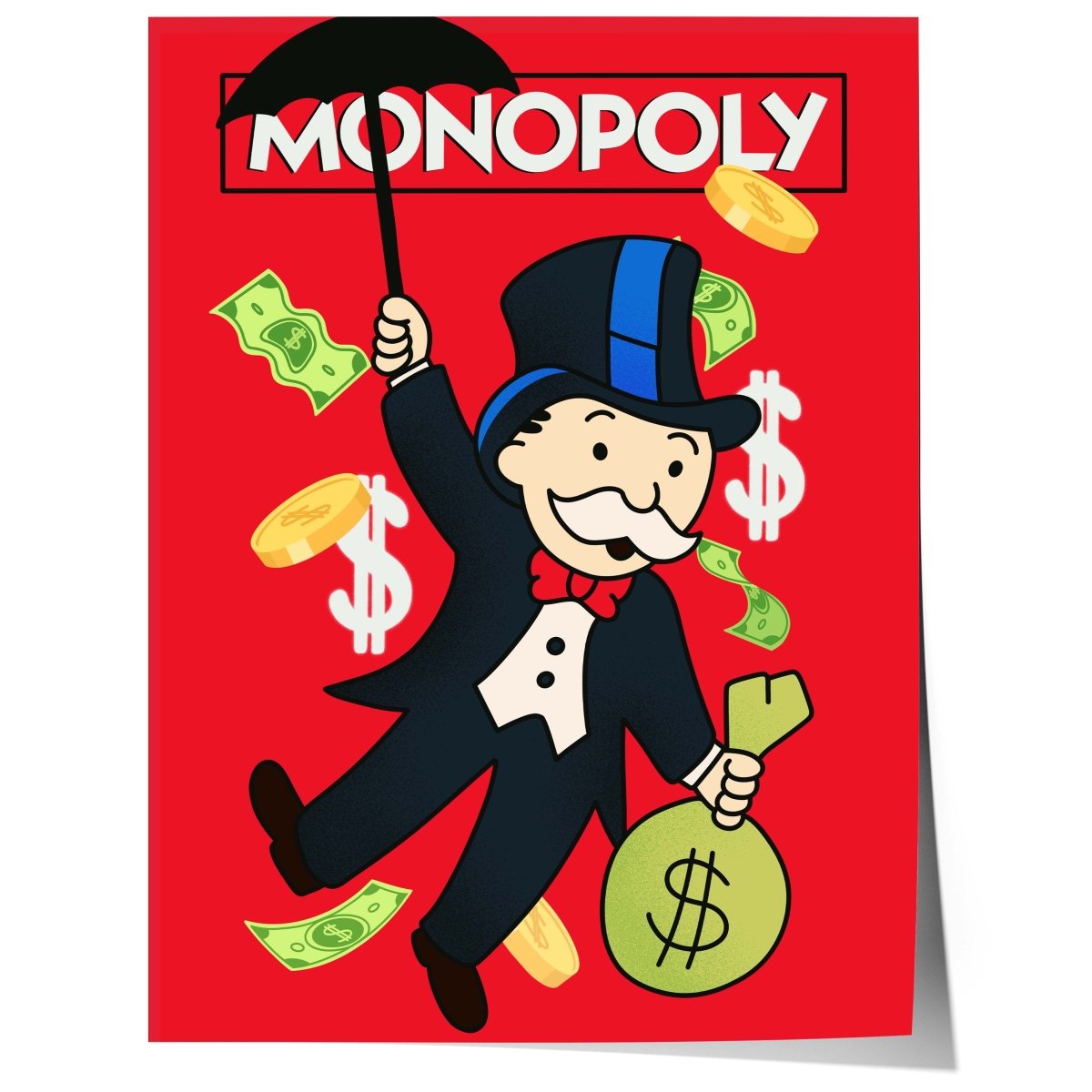 Monopoly Stil Cartoon Charakter Poster· Geld & Reichtum Illustration · Retro Pop Art Design · Print ohne Rahmen - justgoodmood