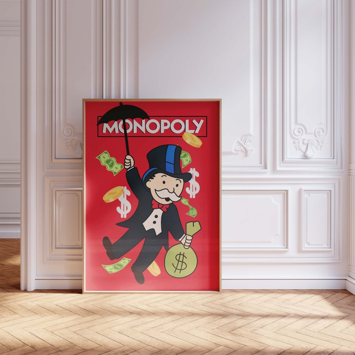 Monopoly Stil Cartoon Charakter Poster· Geld & Reichtum Illustration · Retro Pop Art Design · Print ohne Rahmen - justgoodmood
