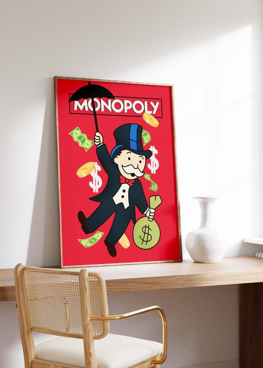 Monopoly Stil Cartoon Charakter Poster· Geld & Reichtum Illustration · Retro Pop Art Design · Print ohne Rahmen - justgoodmood