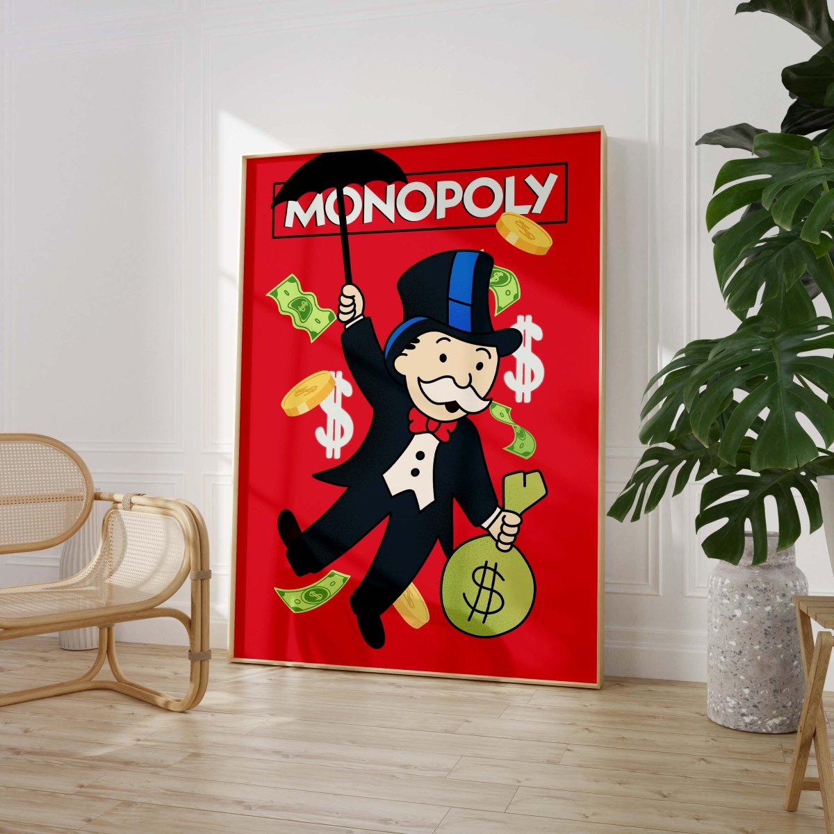 Monopoly Stil Cartoon Charakter Poster· Geld & Reichtum Illustration · Retro Pop Art Design · Print ohne Rahmen - justgoodmood