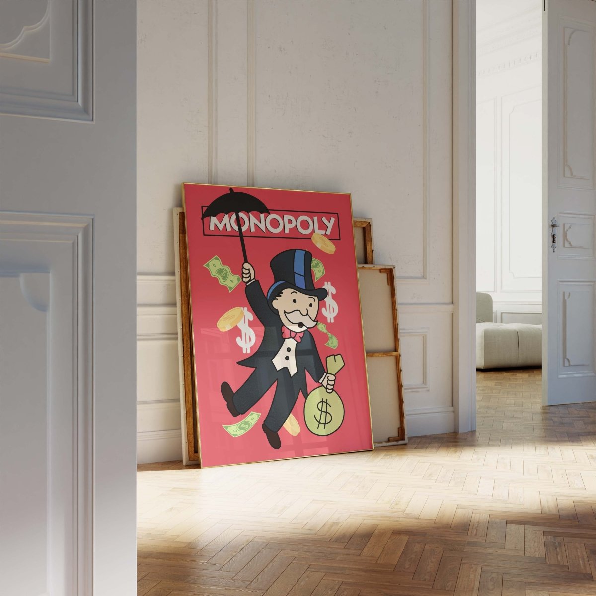 Monopoly Stil Cartoon Charakter Poster· Geld & Reichtum Illustration · Retro Pop Art Design · Print ohne Rahmen - justgoodmood