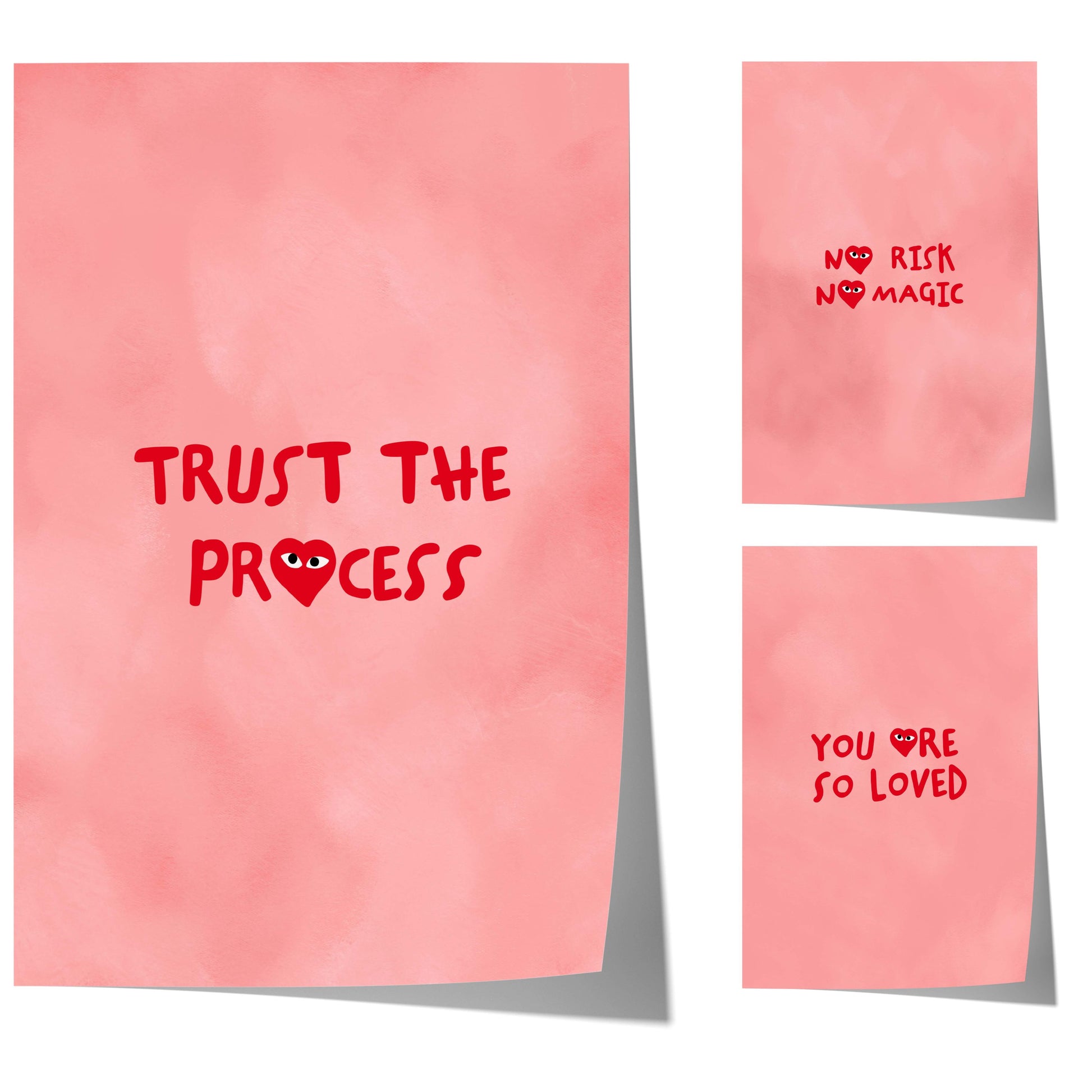 pink motivational quote poster set with minimalist typography design