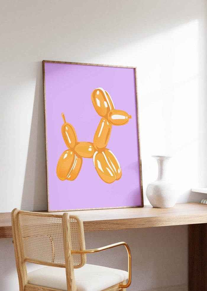 JUSTGOODMOOD Orange Balloon Dog Poster – Edle Wandkunst