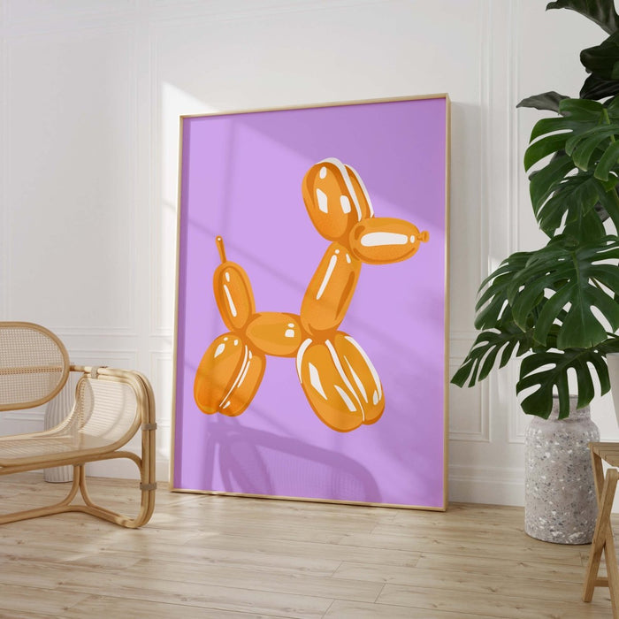 JUSTGOODMOOD Orange Balloon Dog Poster – Edle Wandkunst