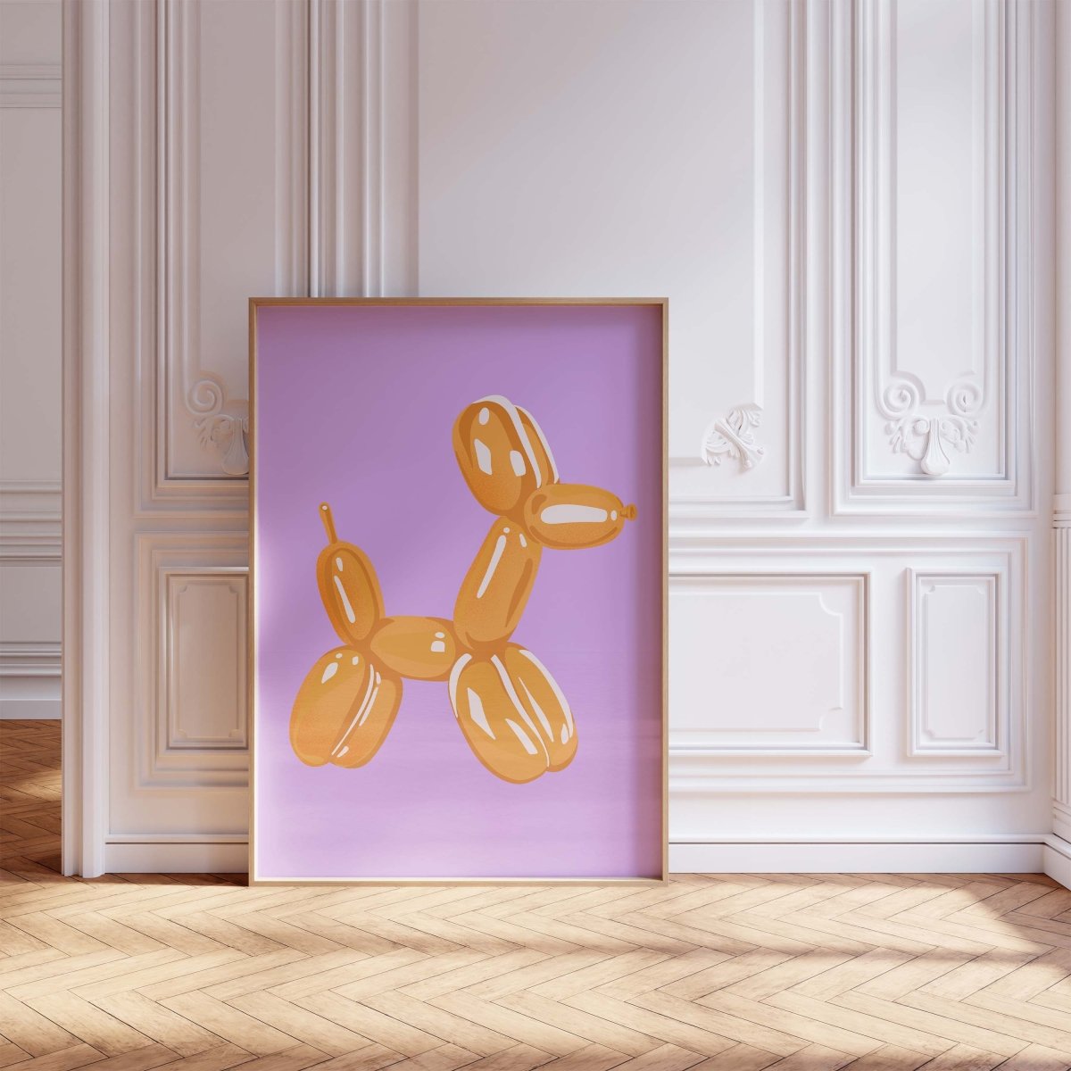 Orange Balloon Dog Poster · Pop Art Hund Illustration · Moderne Minimalistische Wandkunst · Print ohne Rahmen - justgoodmood