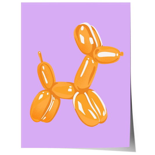 Orange Balloon Dog Poster · Pop Art Hund Illustration · Moderne Minimalistische Wandkunst · Print ohne Rahmen - justgoodmood