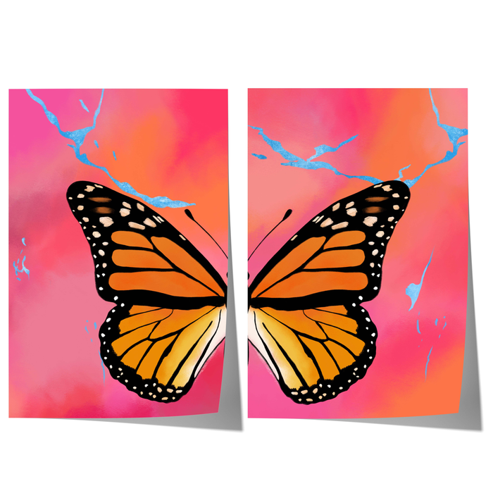 JUSTGOODMOOD Orange Butterfly Poster – Edle Wanddeko