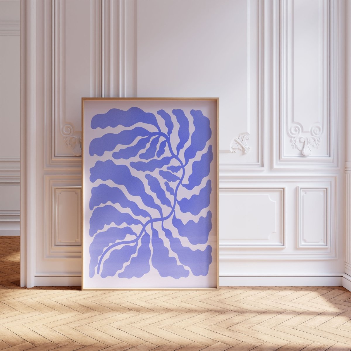 Palmenblatt Blau Abstrakt Poster · Geschenkidee · Modern Line Art · Dekoprint ohne Rahmen - justgoodmood