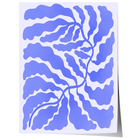Palmenblatt Blau Abstrakt Poster · Geschenkidee · Modern Line Art · Dekoprint ohne Rahmen - justgoodmood