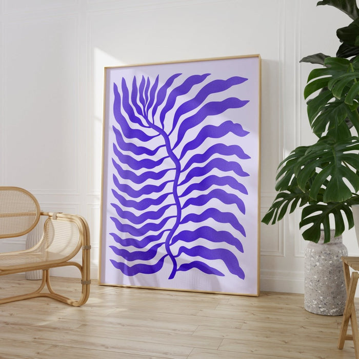 JUSTGOODMOOD Palmenblatt Poster Lila – Edler Canvasdruck