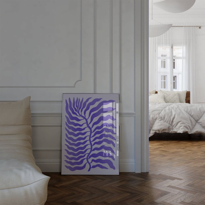 JUSTGOODMOOD Palmenblatt Poster Lila – Edler Canvasdruck