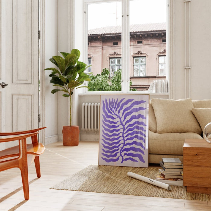 JUSTGOODMOOD Palmenblatt Poster Lila – Edler Canvasdruck