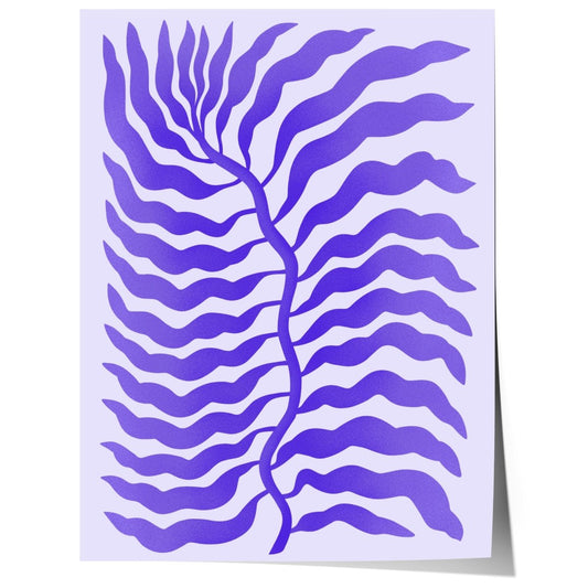 Palmenblatt Lila Abstrakt Poster · Organische Linien im Modernen Minimal Stil · Print ohne Rahmen - justgoodmood