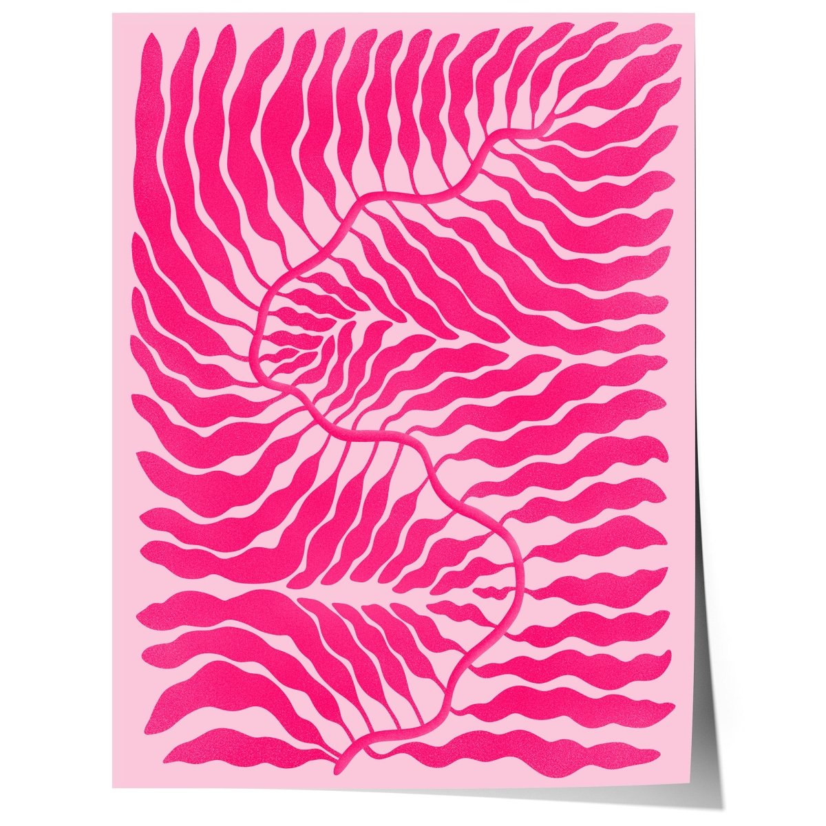 Palmenblatt Pink Abstrakt Poster · Organische Linien im Modernen Minimal Stil · Print ohne Rahmen - justgoodmood