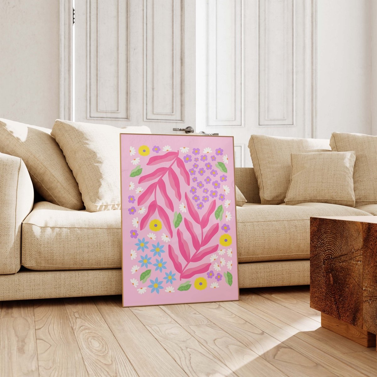 Palmenblatt Poster · Geschenkidee · Abstrakte Bunte Blumen · Florale Illustration im Modernen Minimal Stil · Print ohne Rahmen - justgoodmood