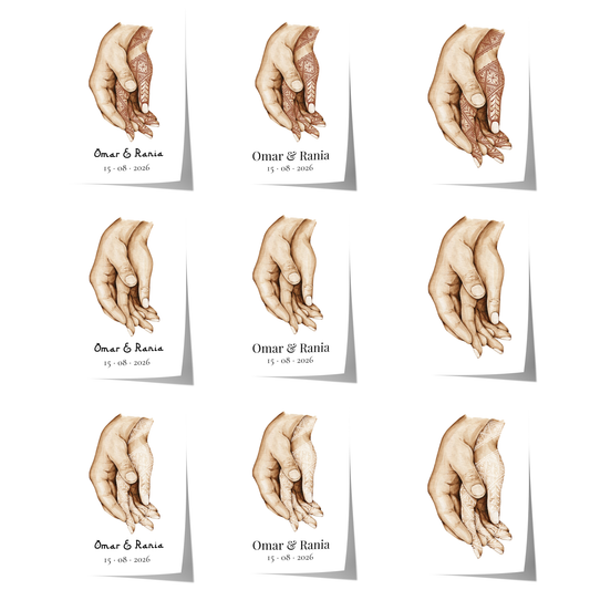 personalized couple mehndi hands wedding illustration poster