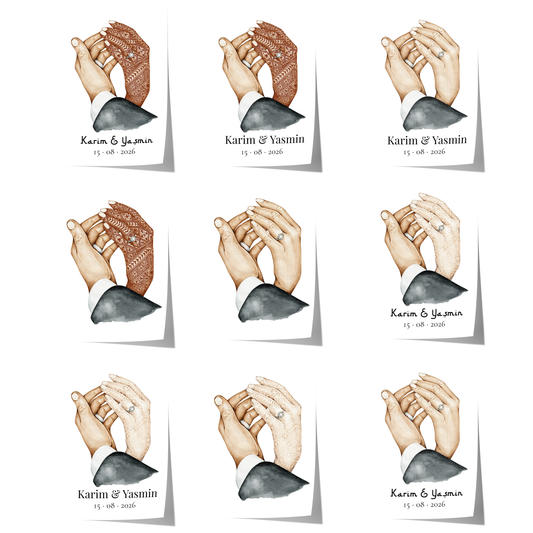 personalized couple hands wedding mehndi illustration poster