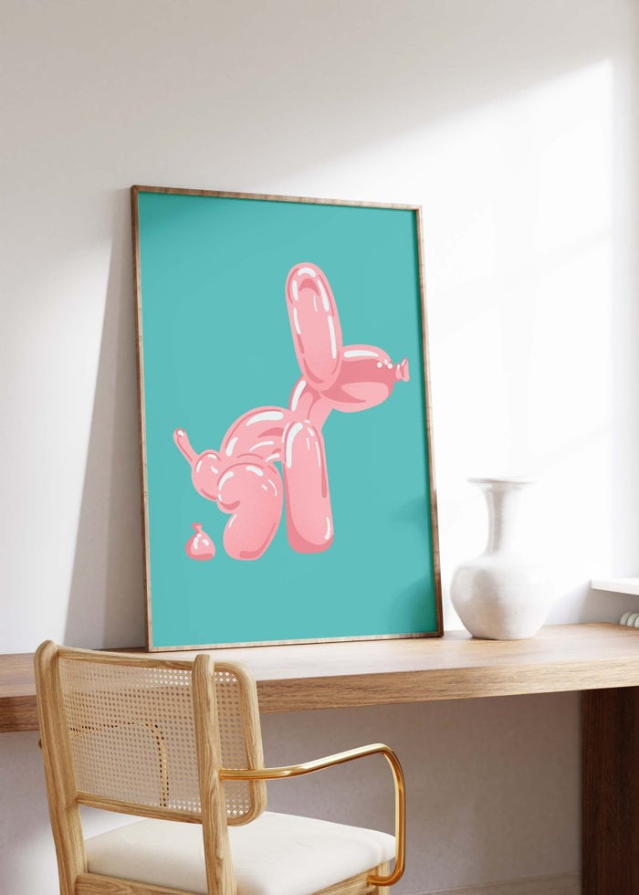 Pink Balloon Dog Poster – Premium Baumwoll-Canvas
