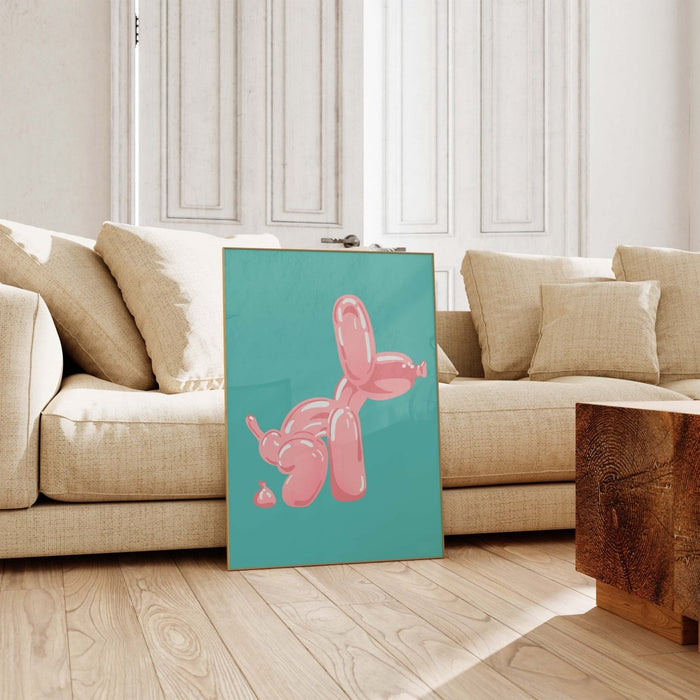 Pink Balloon Dog Poster – Premium Baumwoll-Canvas