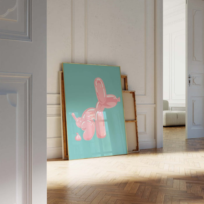 Pink Balloon Dog Poster – Premium Baumwoll-Canvas
