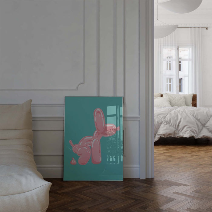 Pink Balloon Dog Poster – Premium Baumwoll-Canvas