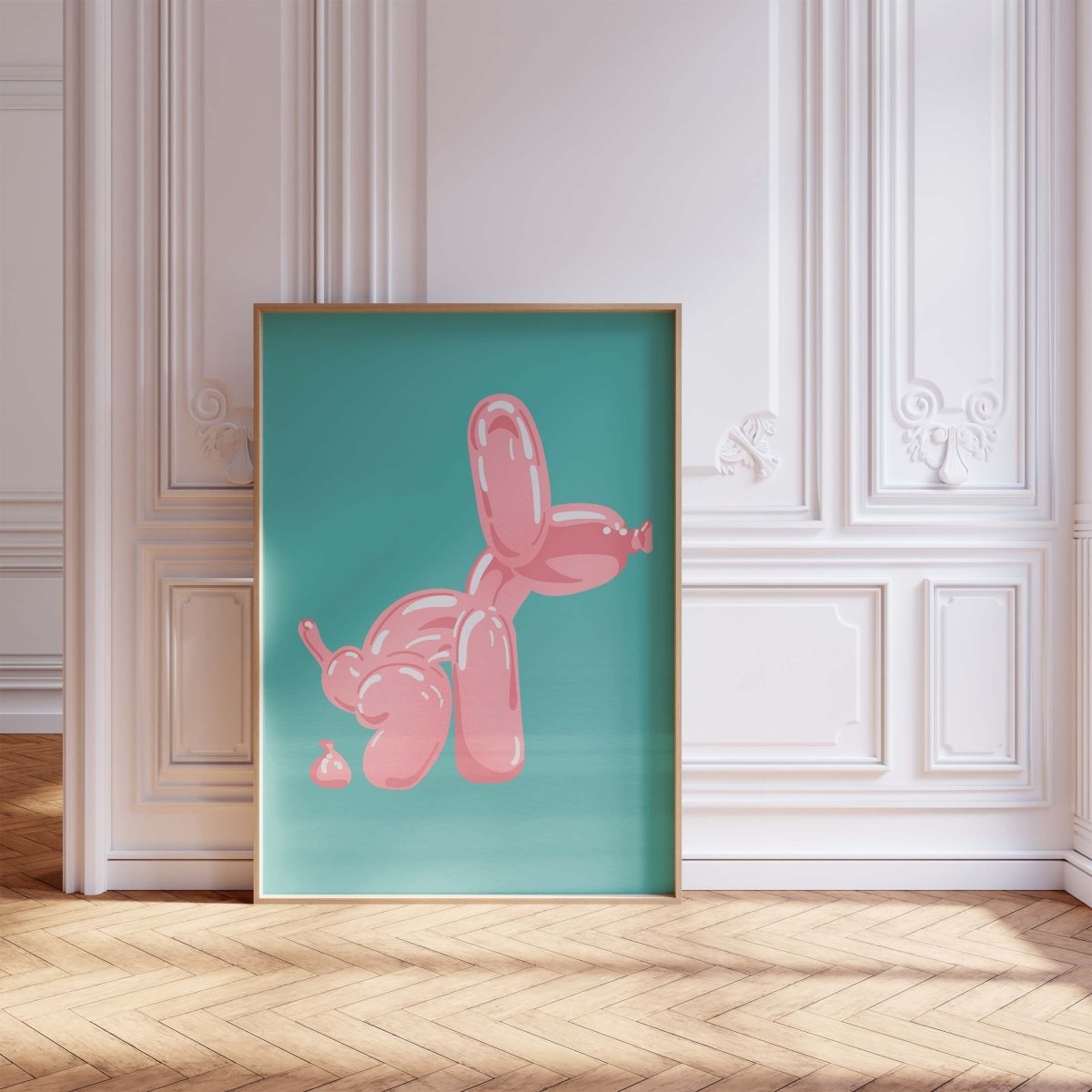 Pink Balloon Dog Poster · Pop Art Hund Illustration · Moderne Minimalistische Wandkunst · Print ohne Rahmen - justgoodmood