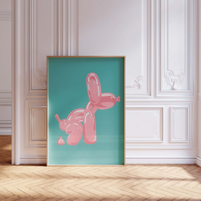 Pink Balloon Dog Poster – Premium Baumwoll-Canvas