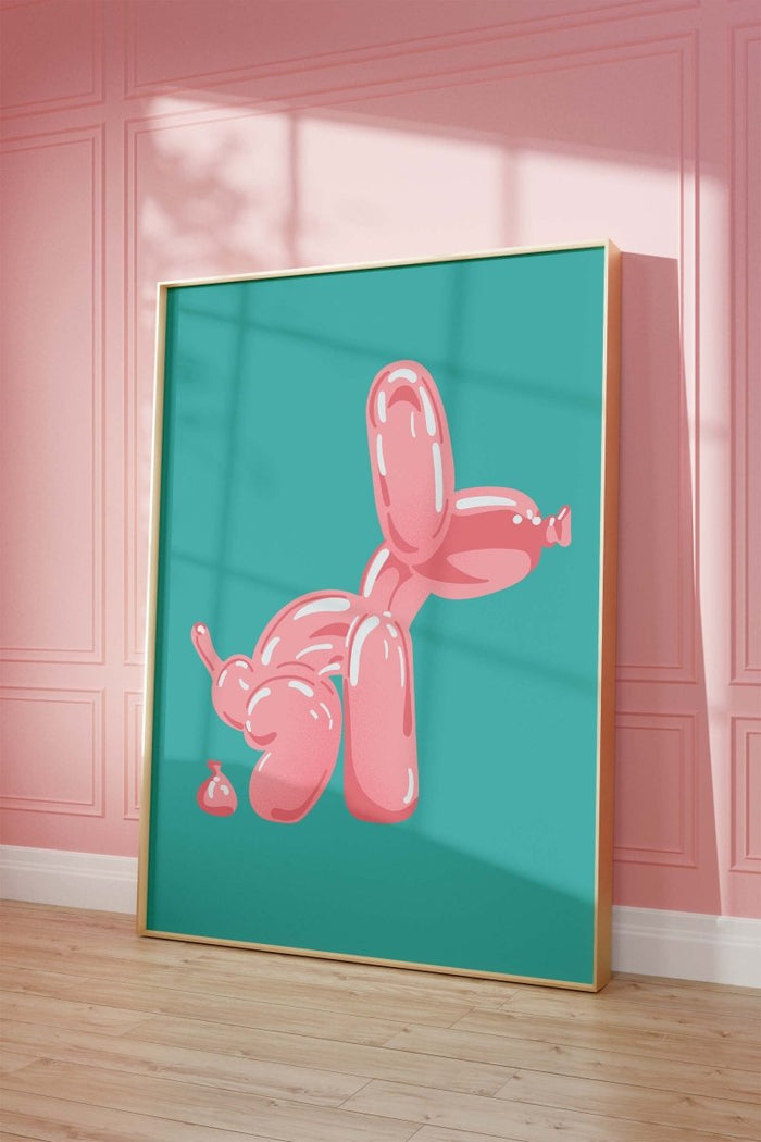 Pink Balloon Dog Poster – Premium Baumwoll-Canvas