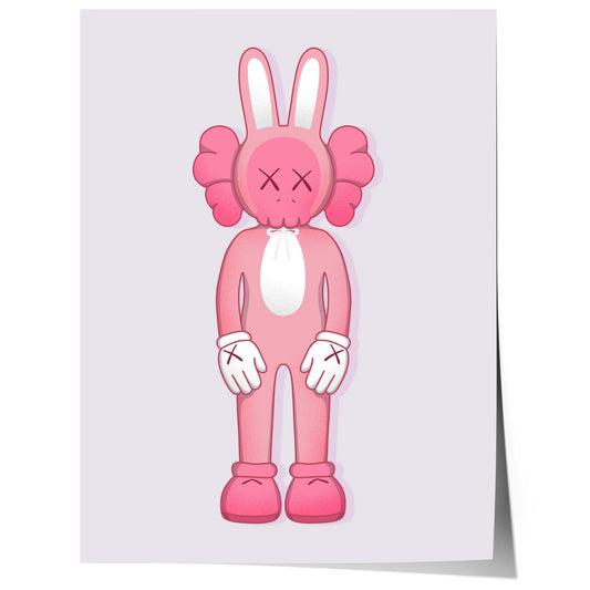 pink bunny skull character cartoon pop art illustration