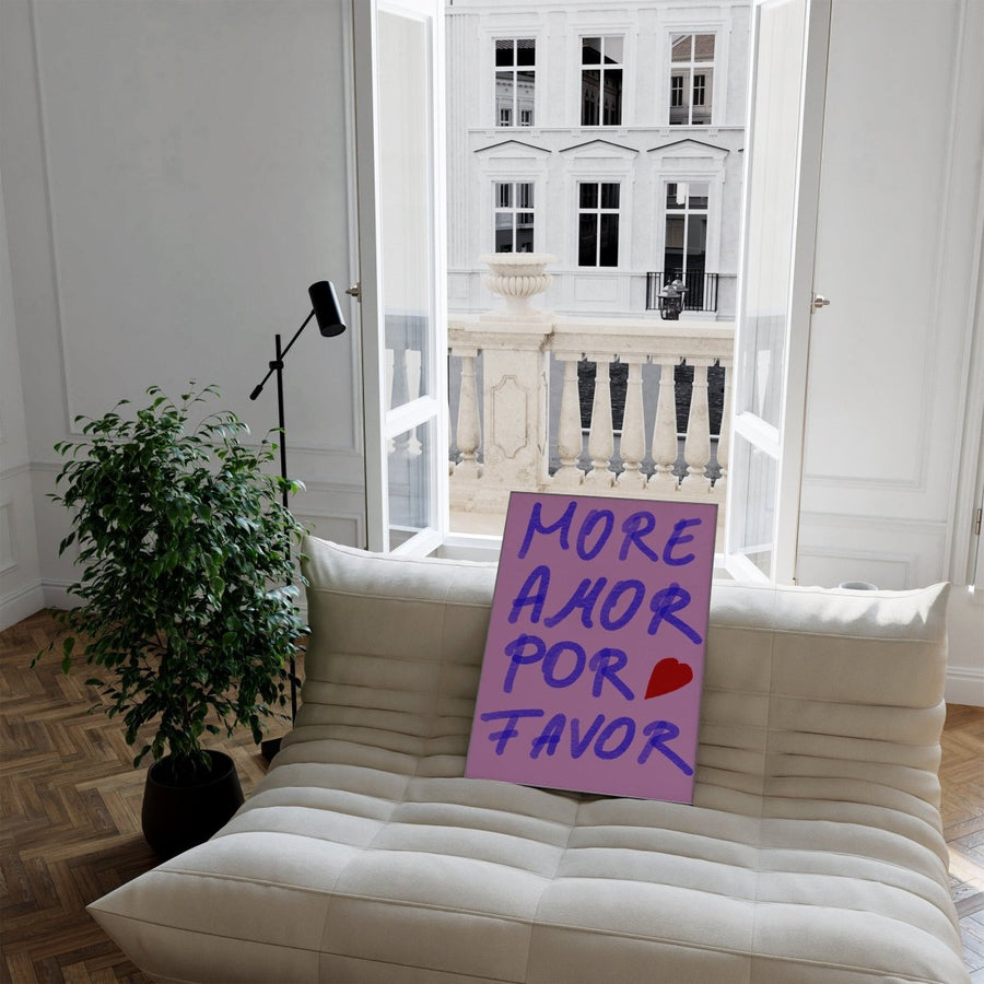 Pink Wandkunst Handschrift Poster · Geschenkidee · More Amor Por Favor · moderne elektrisch · Wandkunst · Wand Deko · Deko Print ohne Rahmen - justgoodmood