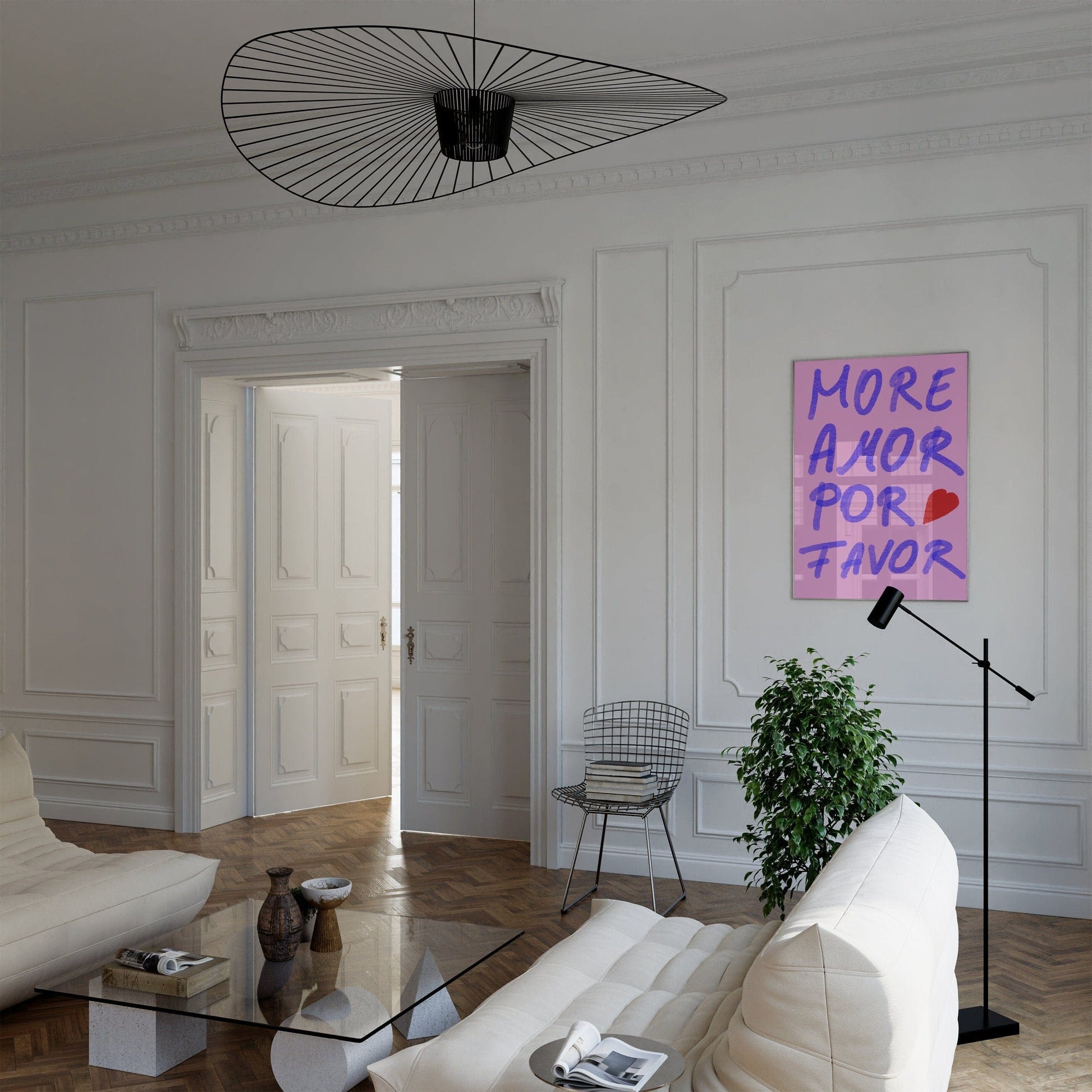 Pink Wandkunst Handschrift Poster · Geschenkidee · More Amor Por Favor · moderne elektrisch · Wandkunst · Wand Deko · Deko Print ohne Rahmen - justgoodmood