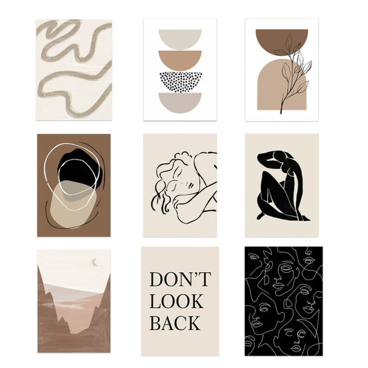 Poster Abstrakt Boho mit Linien und Geomertrischen Formen als Deko Print ohne Rahmen