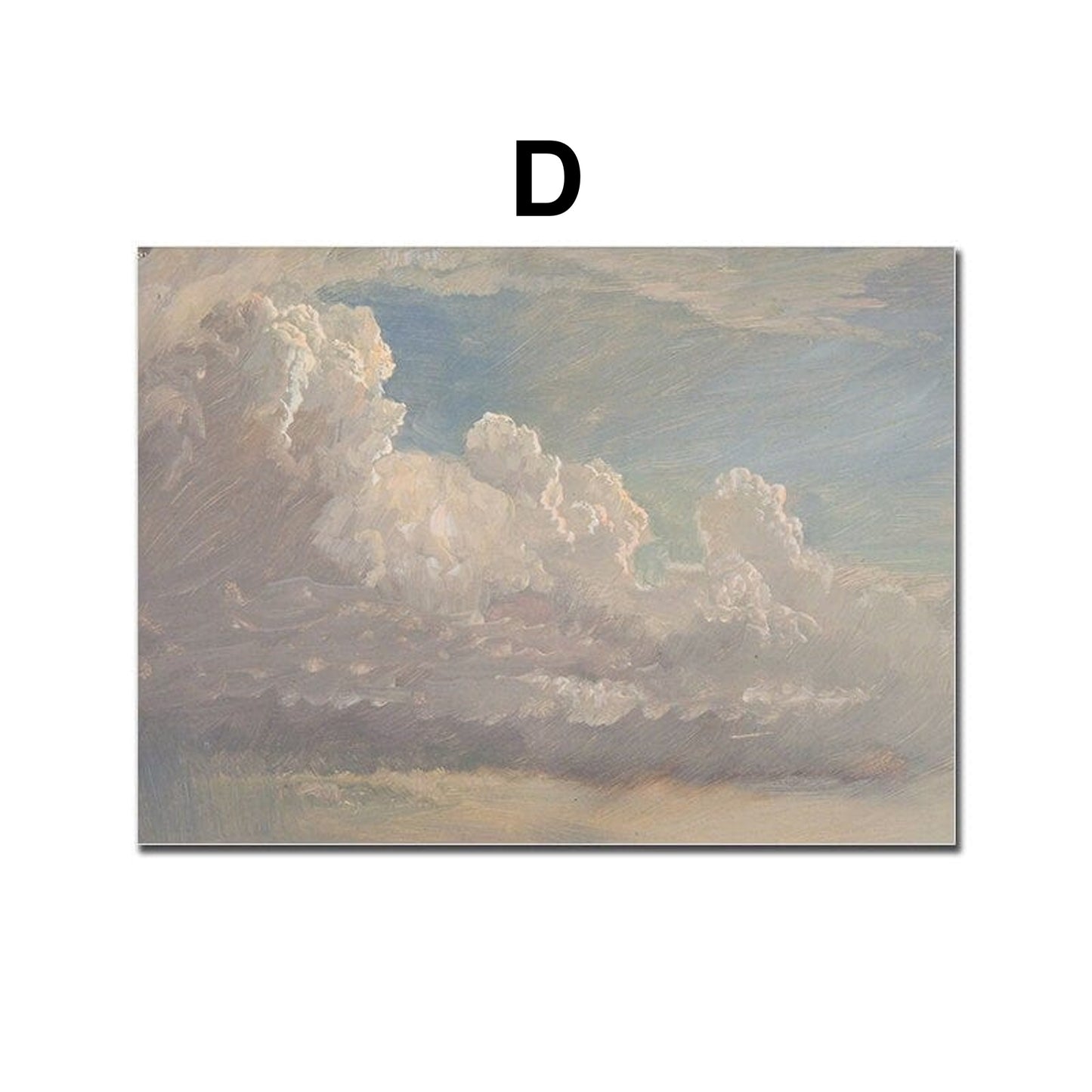 Poster Aquarell Marokkanische Architektur Meeresküste Wolken und Pflanze als Deko Print ohne Rahmen