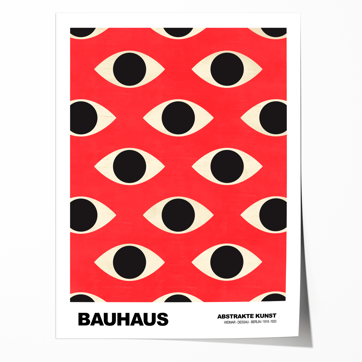 Poster Bauhaus Abstrakte Augen Grafik · Geometrisches Muster in Rot und Beige · Modernes Retro Design · Deko Print ohne Rahmen - justgoodmood
