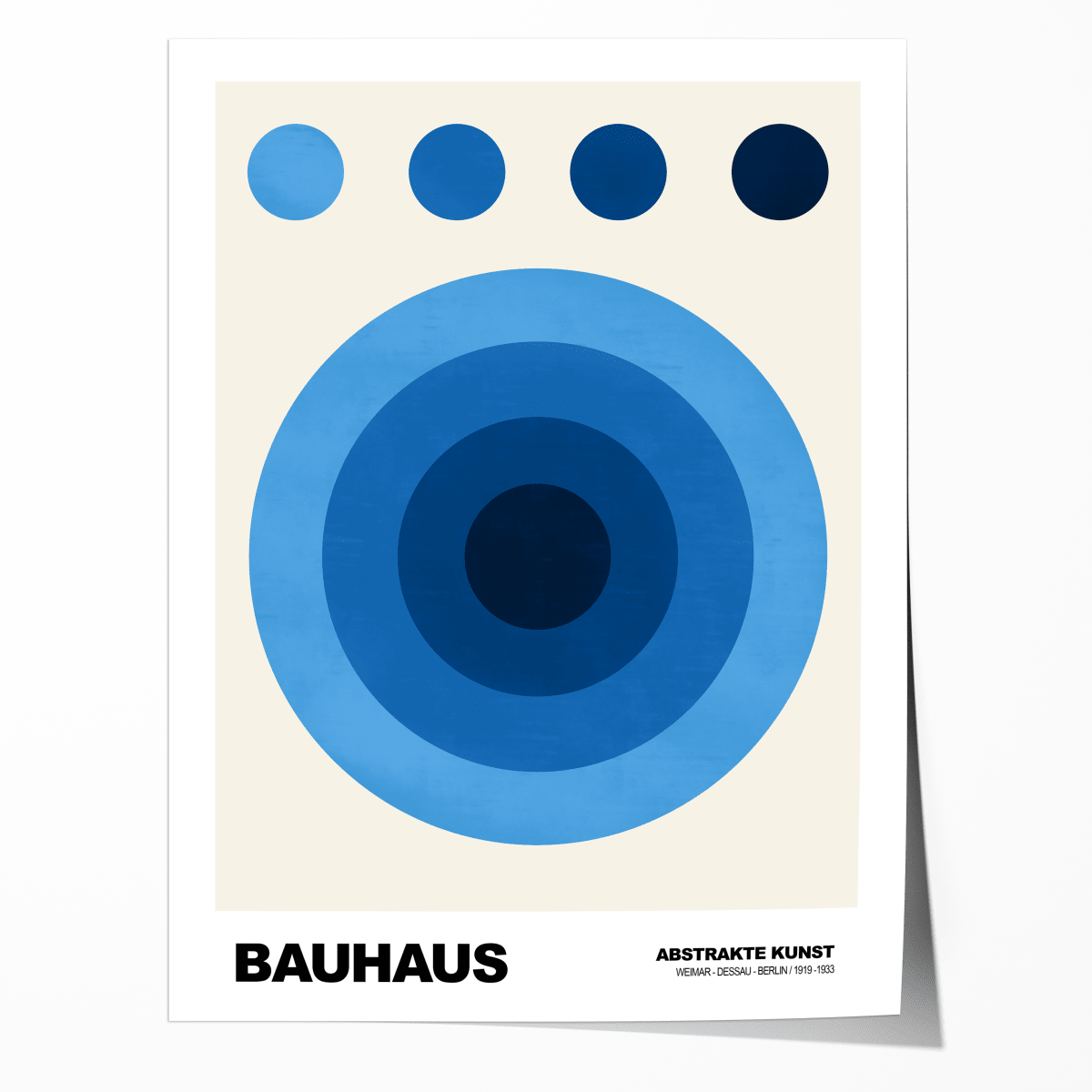 Poster Bauhaus Abstrakte Kunst · Blauer Kreis in modernem Design · Geometrisches Wandbild im Retro - Stil · Deko Print ohne Rahmen - justgoodmood