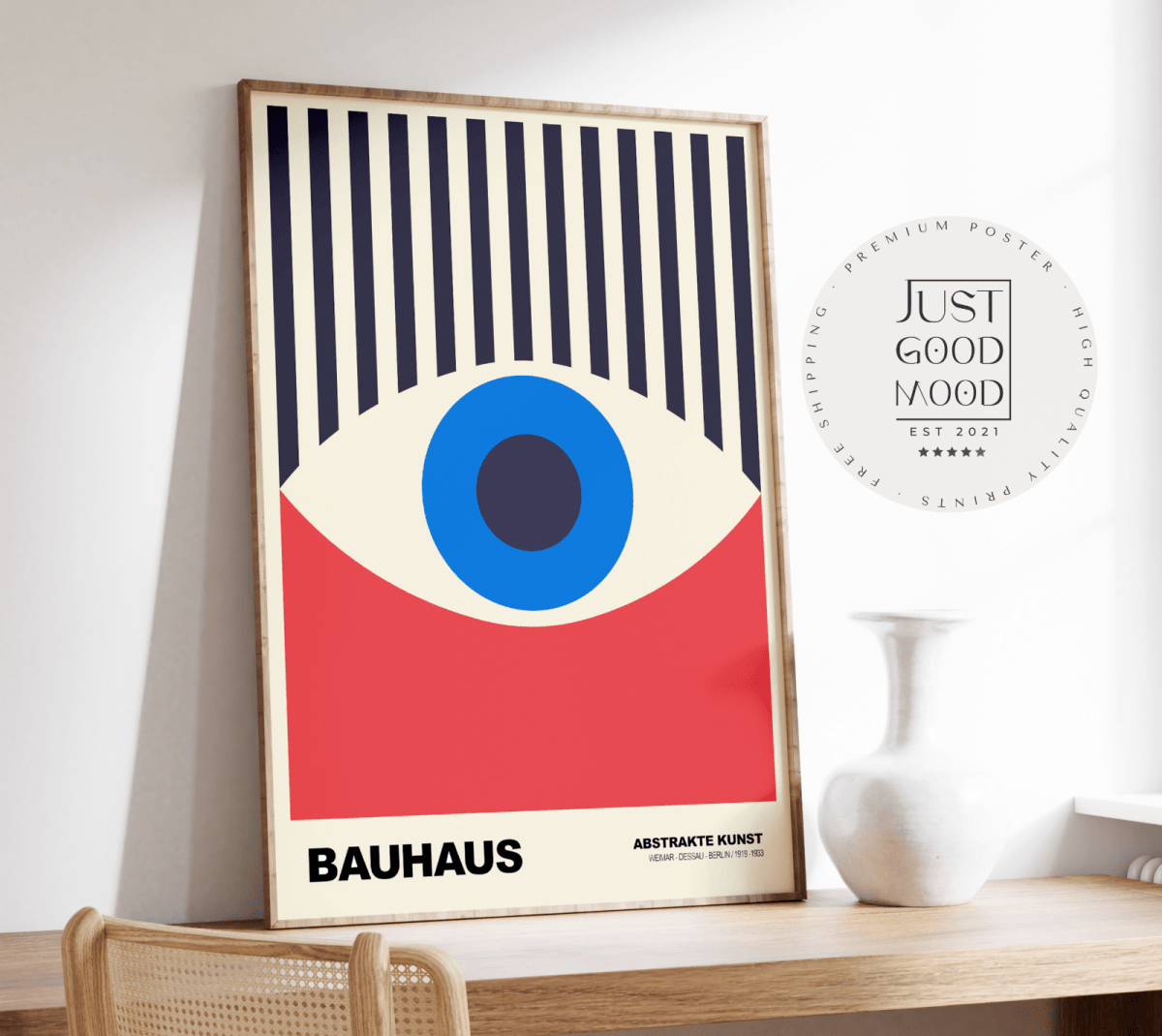 POSTER BAUHAUS Abstrakte Kunst · Modernes Auge Design im Retro Stil · Minimalistische Wanddeko · Deko Print ohne Rahmen - justgoodmood
