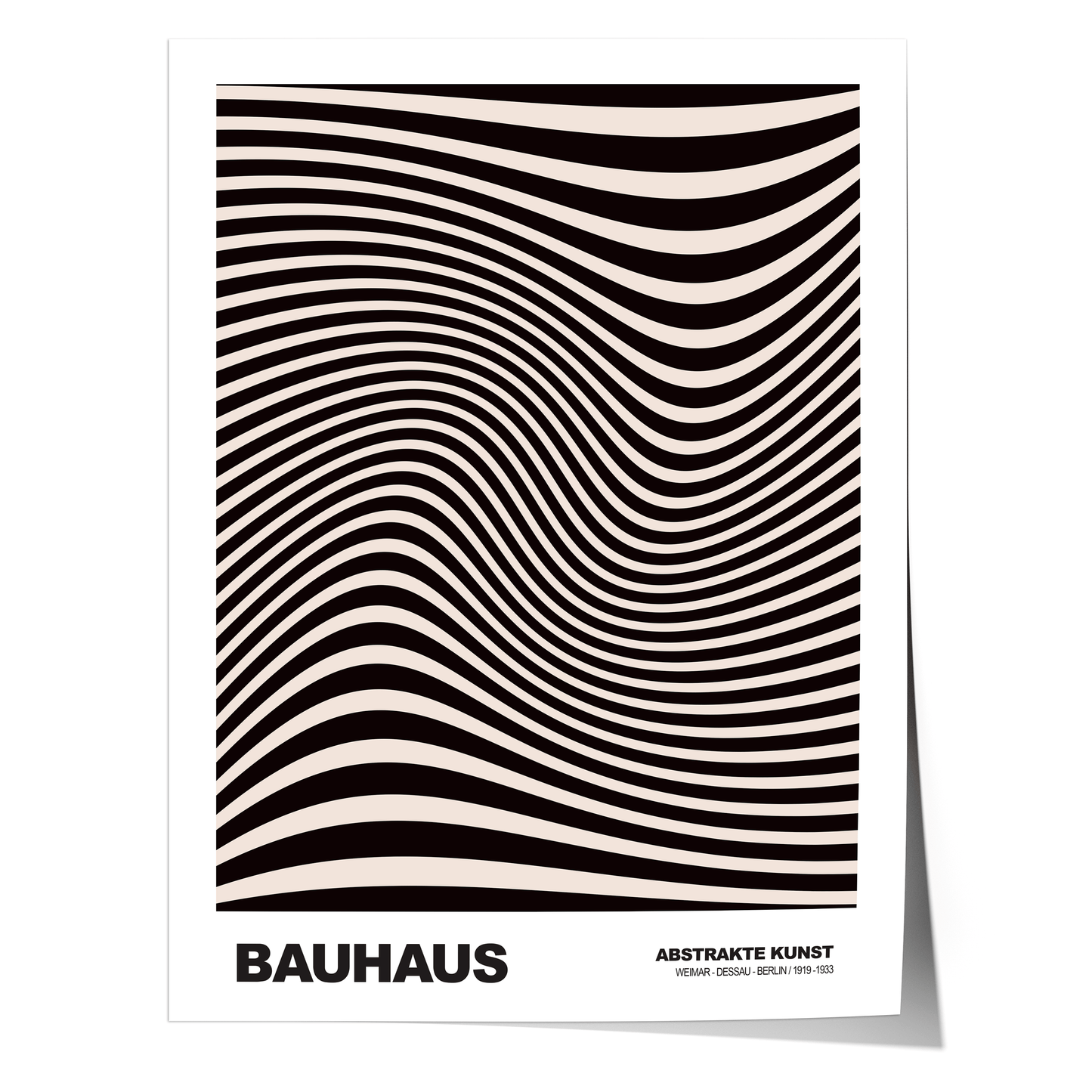 Poster Bauhaus Abstrakte Kunst · Organisches Linienmuster in Schwarz Beige · Retro Optik Design · Print ohne Rahmen - justgoodmood