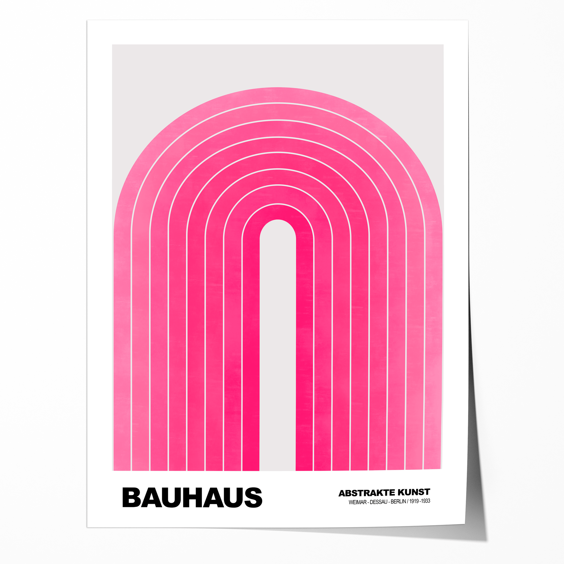 Poster Bauhaus Abstrakte Kunst · Pinke Retro Bogen Grafik im minimalistischen Stil · Geometrisches Wandbild · Deko Print ohne Rahmen - justgoodmood