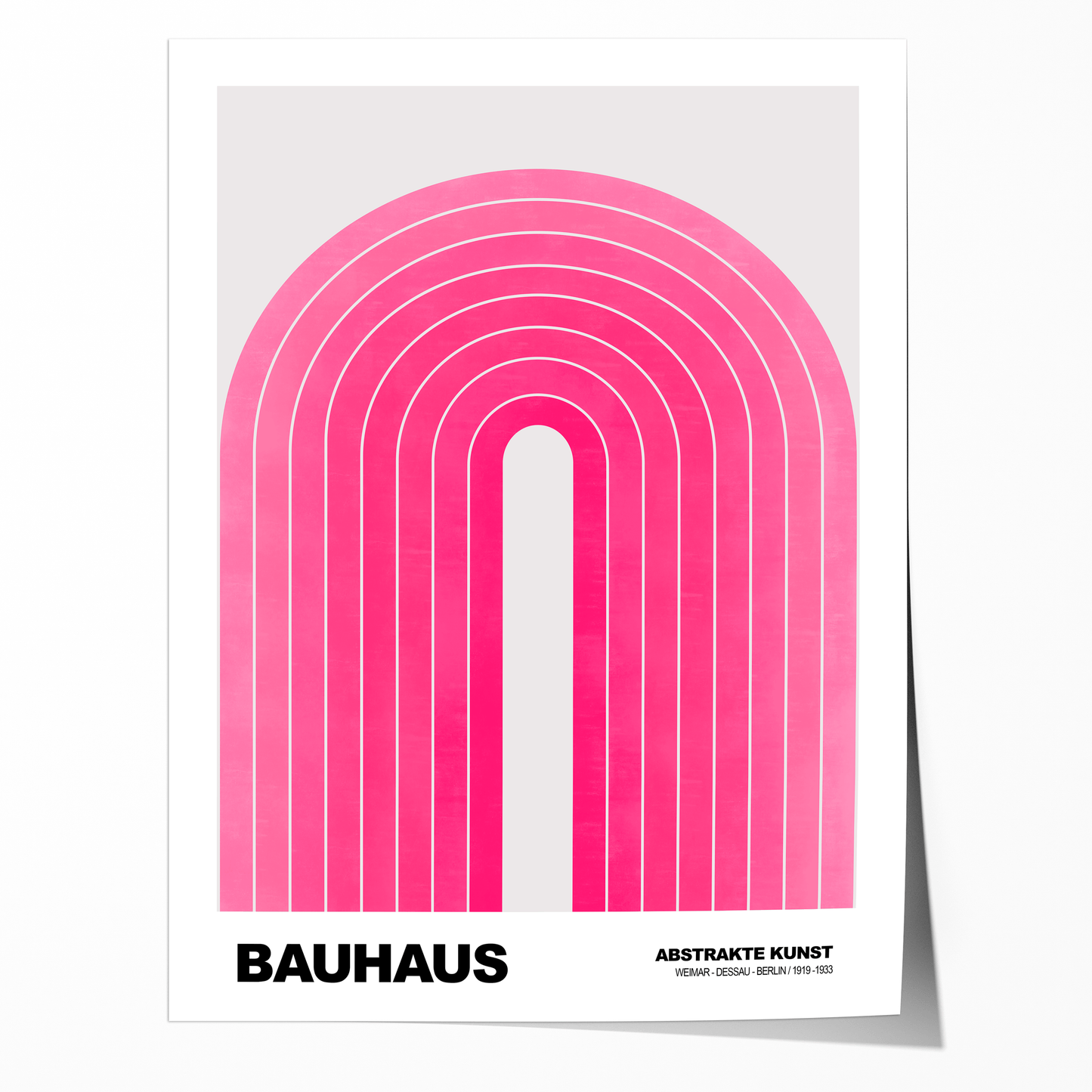 Poster Bauhaus Abstrakte Kunst · Pinke Retro Bogen Grafik im minimalistischen Stil · Geometrisches Wandbild · Deko Print ohne Rahmen - justgoodmood