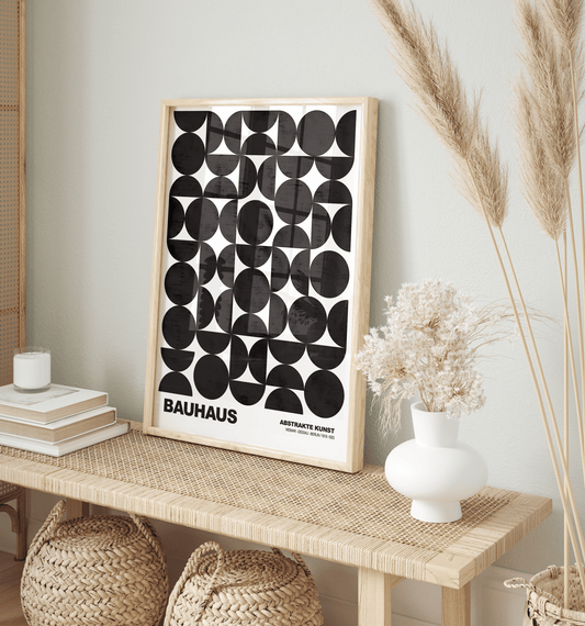 Poster Bauhaus Abstrakte Kunst · Schwarze geometrische Formen im minimalistischen Design · Modernes Wandbild · Deko Print ohne Rahmen - justgoodmood