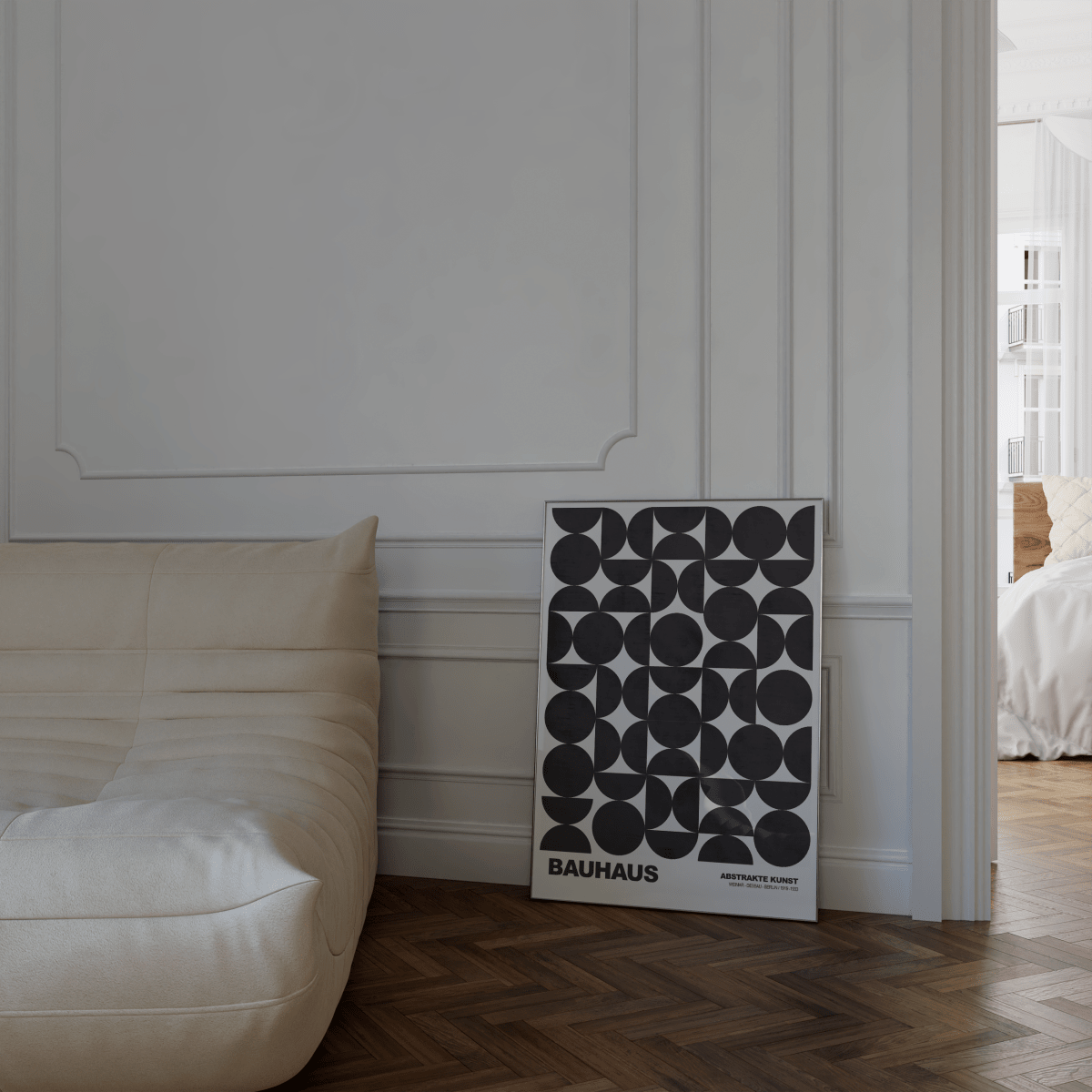 Poster Bauhaus Abstrakte Kunst · Schwarze geometrische Formen im minimalistischen Design · Modernes Wandbild · Deko Print ohne Rahmen - justgoodmood